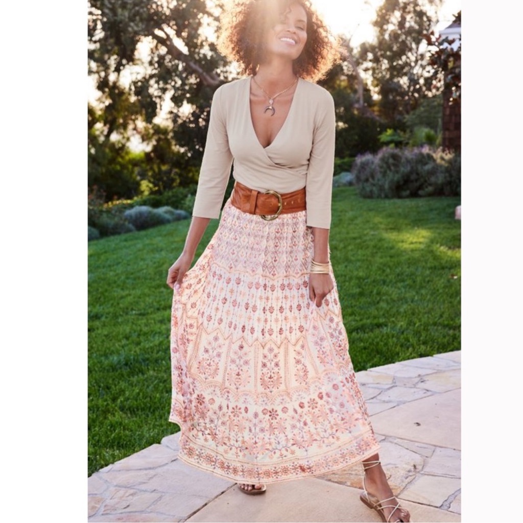 Soft Surroundings Inez Maxi Skirt Embroidered Embellished Sequin Size Xs